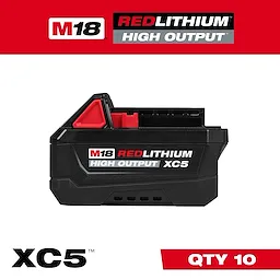 M18 REDLITHIUM HIGH OUTPUT XC5 Battery (10Pk) shown as a single rectangular power tool battery pack.