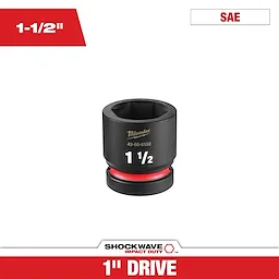 SHOCKWAVE Impact Duty 1" Drive 1-1/2" Standard 6 Point Socket centered on a white background with red accents.