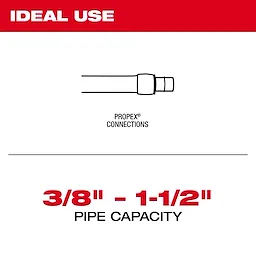 M18 ProPEX Expansion Tool is designed for ProPEX connections and accommodates pipe sizes from 3/8" to 1-1/2".