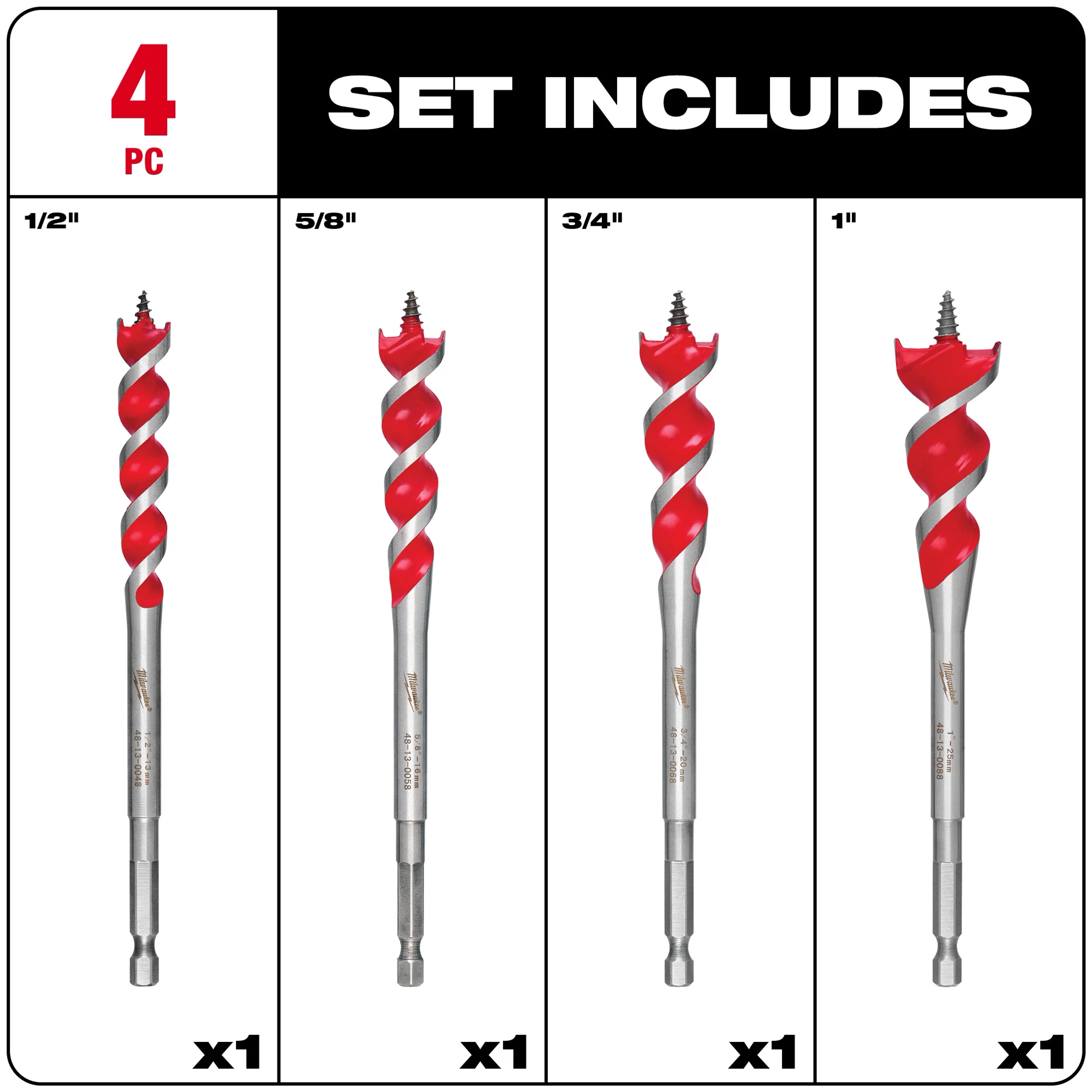 SPEED FEED™ Wood Bit 6-1/2" Set - 4 PC