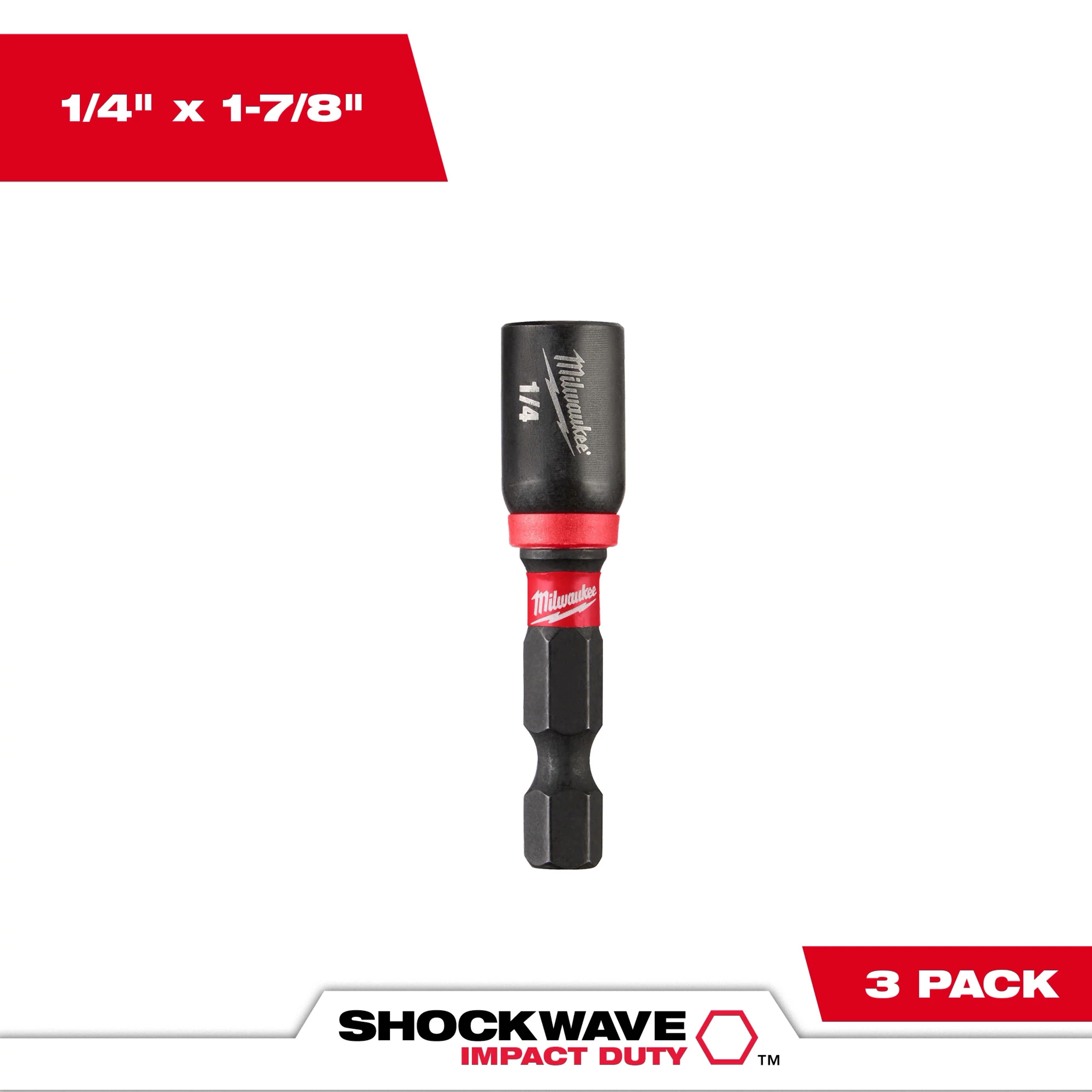 SHOCKWAVE Impact Duty™ ¼” x 1-7/8” Magnetic Nut Driver 3PK