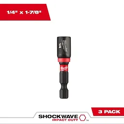 SHOCKWAVE Impact Duty 1/4” x 1-7/8” Magnetic Nut Driver 3PK displayed with packaging emphasizing size and product details.