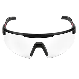 Wrap Around Safety Glasses with Clear Anti-Scratch Lenses have a black frame and a wide, clear plastic lens. The glasses feature padded nose and temple areas for additional comfort and security, suitable for various industrial and personal protective uses.