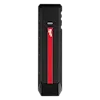 Milwaukee Rechargeable Flat Flashlight with Green Laser, featuring a sleek black design with a red accent strip and laser guide.