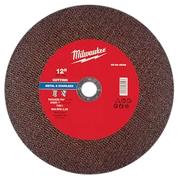 12" x 7/64" x 1" Metal Cut Off Wheel - Type 1 for cutting metal and stainless steel, with a max RPM of 6,100.