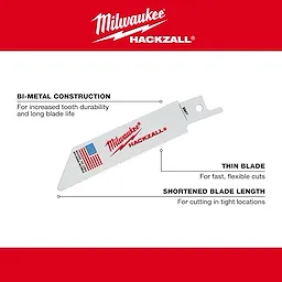 Milwaukee HACKZALL® Blade - EMT Walkaround features bi-metal construction for durability and long life. The thin blade offers fast, flexible cuts, while the shortened length is ideal for cutting in tight locations.