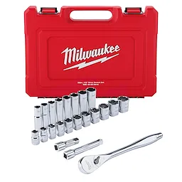 22 pc 1/2" Drive SAE Ratchet and Socket Set with FOUR FLAT™ Sides
