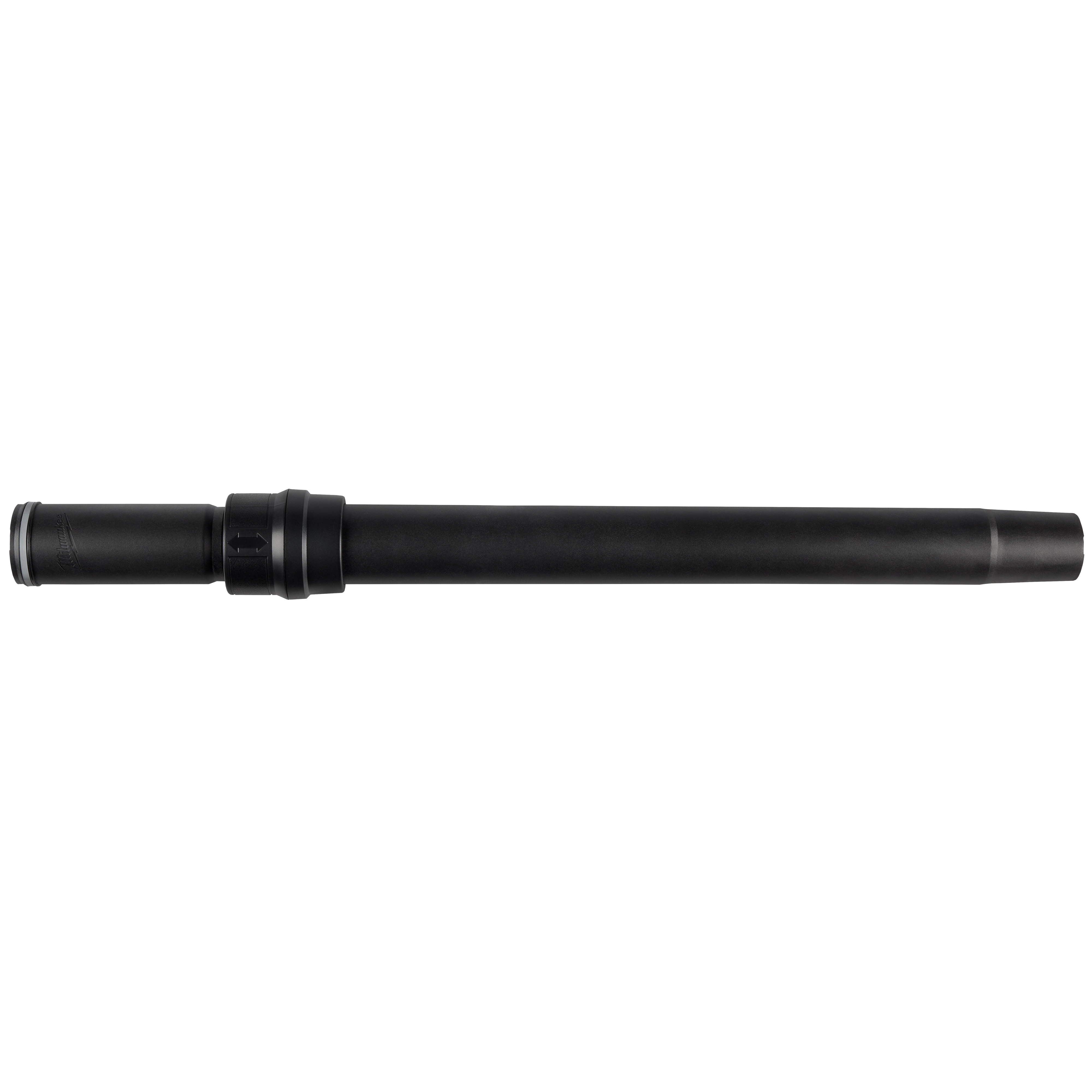 1-7/8" Telescoping Wand & Ergonomic Handle features a black, tubular design with an adjustable length and comfortable grip, suitable for use with compatible cleaning devices.