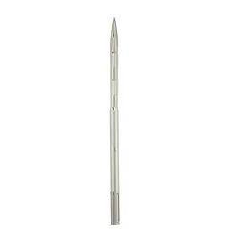 The SDS-MAX SLEDGE 16" Bull Point Chisel is a long, metallic chisel with a pointed tip and grooved handle.