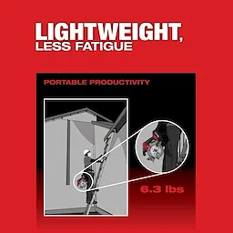 Image of the Milwaukee M18 FUEL 6-1/2" Circular Saw highlighting its portable productivity with the text "Lightweight, Less Fatigue."