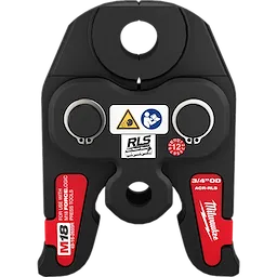 RLS ACR Press Jaws for M18 FORCE LOGIC Press Tools are black and red with metal fittings and labels indicating compatibility with M18 FORCE LOGIC tools and 3/4" OD pipes.