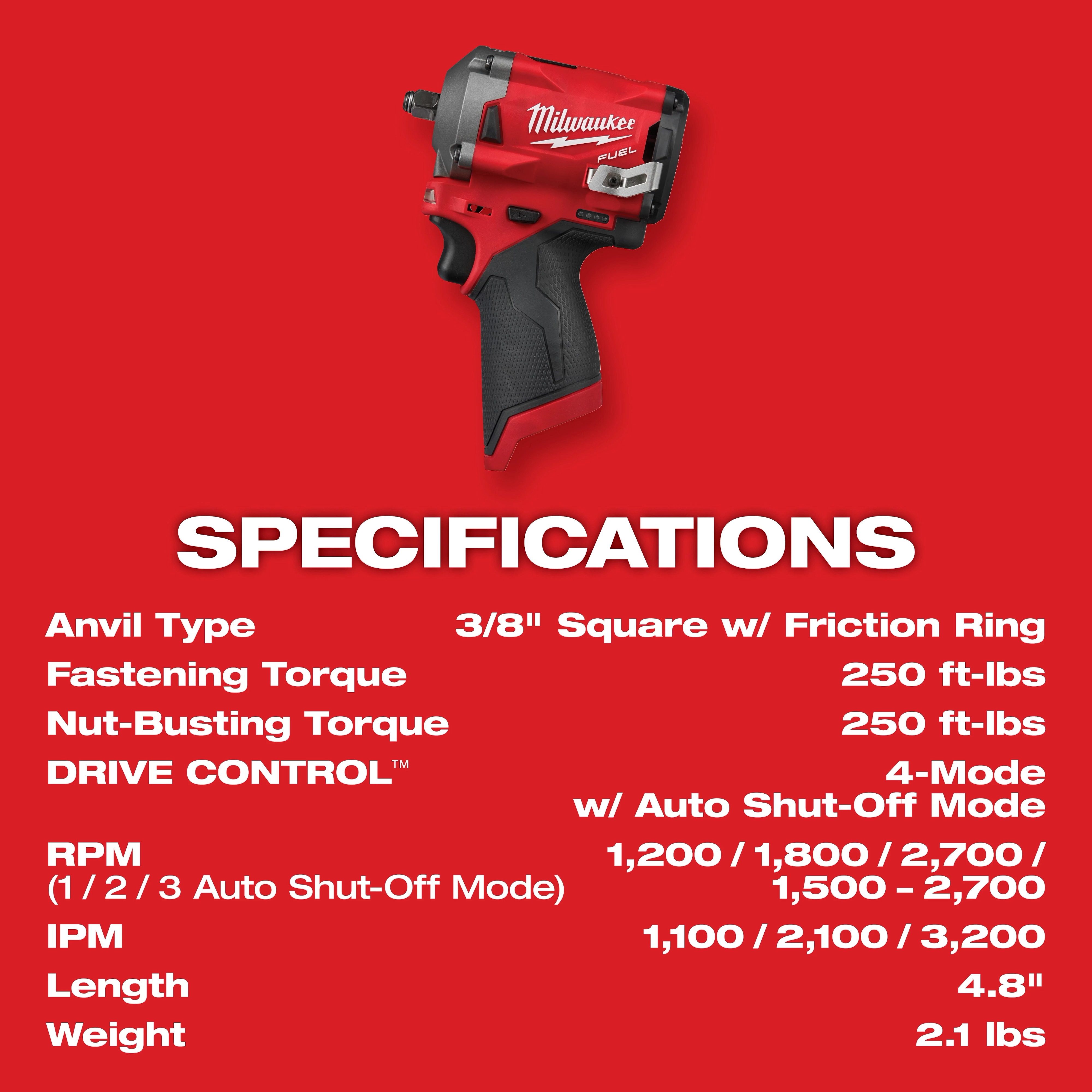M12 FUEL™ 3/8" Stubby Impact Wrench
