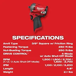 M12 FUEL™ 3/8" Stubby Impact Wrench