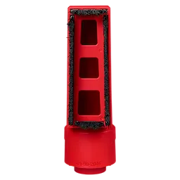 AIR-TIP Boiler Coil Cleaning Brush Tool is a red, hollow, rectangular brush with black bristles on the edges, used for cleaning.