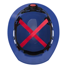 Top view of BOLT Blue Full Brim Vented Hard Hat w/4pt Ratcheting Suspension (USA) - Type 1, Class C