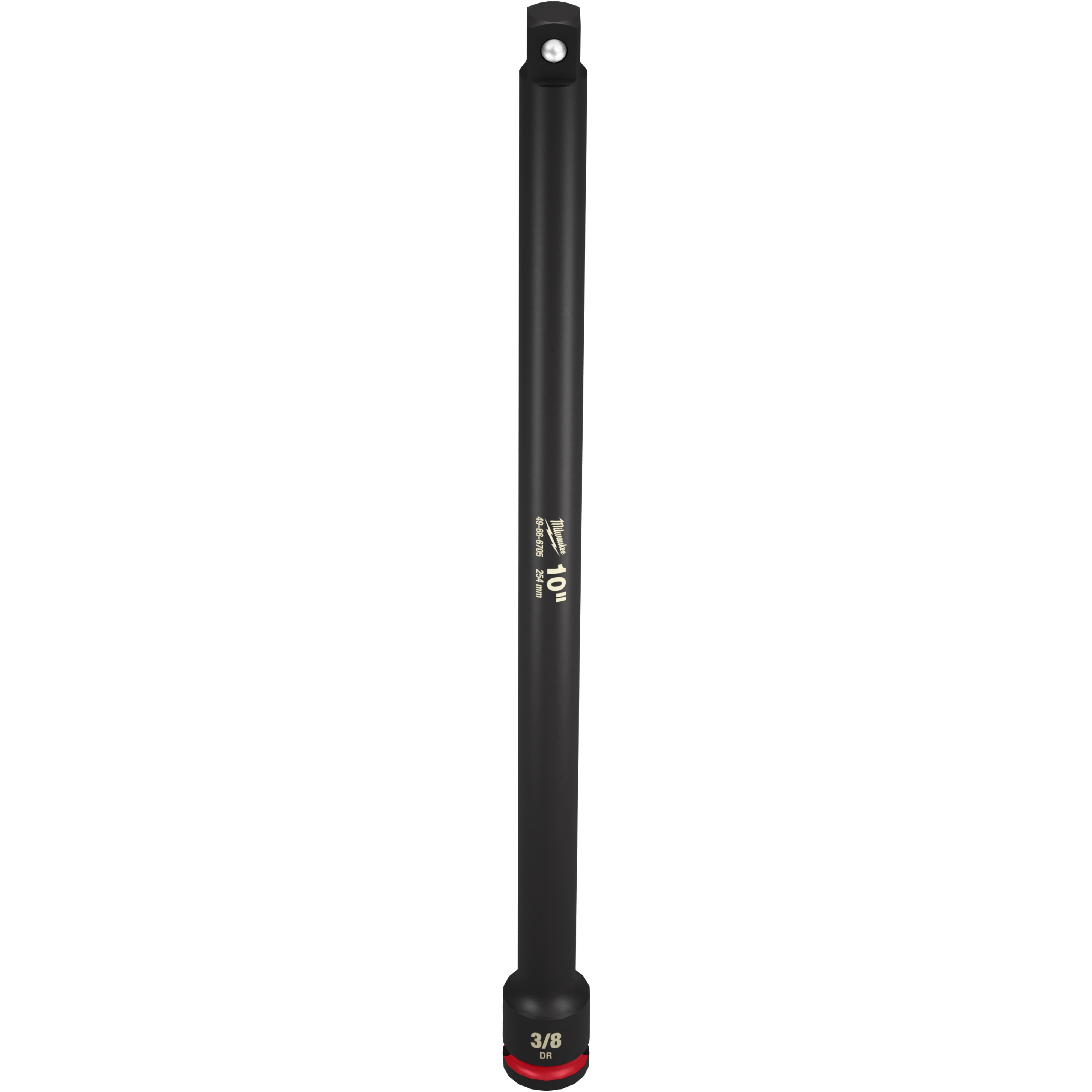 3/8" DR 10" Impact Extension, a black metal tool with a red and white label at the base, designed for extending the reach of socket wrenches during impact usage.