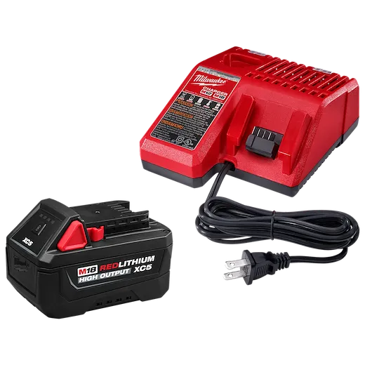 M18 REDLITHIUM HIGH OUTPUT XC5 Starter Kit with battery pack and charger on a plain background.