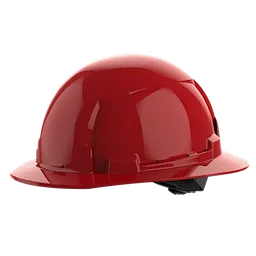 BOLT Red Full Brim Hard Hat w/4pt Ratcheting Suspension (USA) - Type 1, Class E on a plain white background