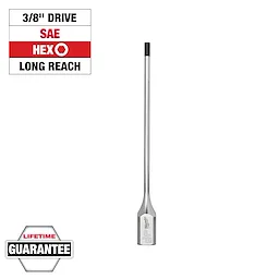 3/8" Drive 5/32" Long Hex Bit Socket, a long-reach hex bit with a lifetime guarantee label and SAE, Hex, Long Reach text.