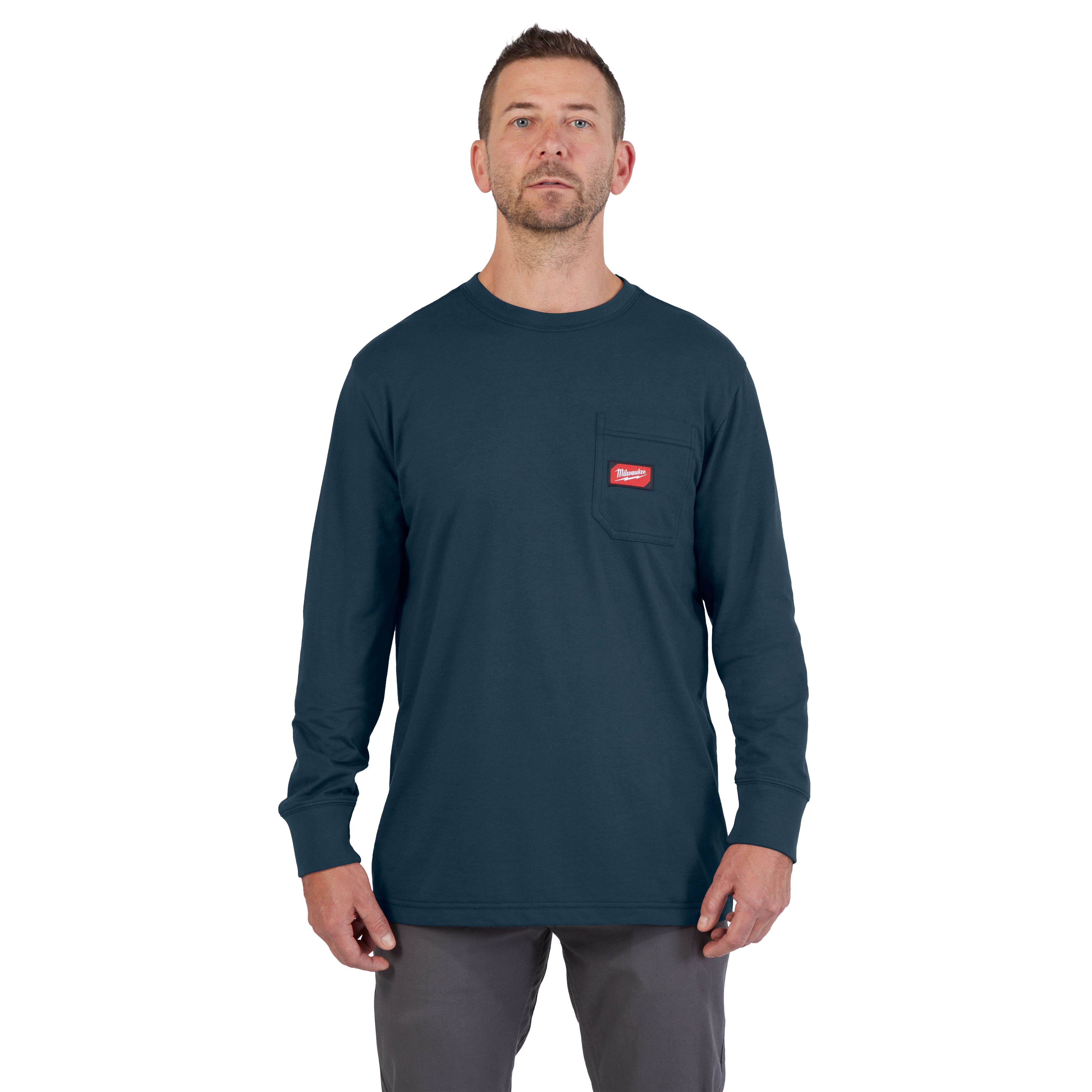 GRIDIRON™ Pocket T-Shirt Long Sleeve, Blue, Large | Milwaukee Tool