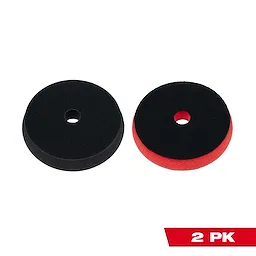5" Foam Light Cutting/Polishing Pad 2PK includes two round, foam pads with center holes, in black and black/red colors.