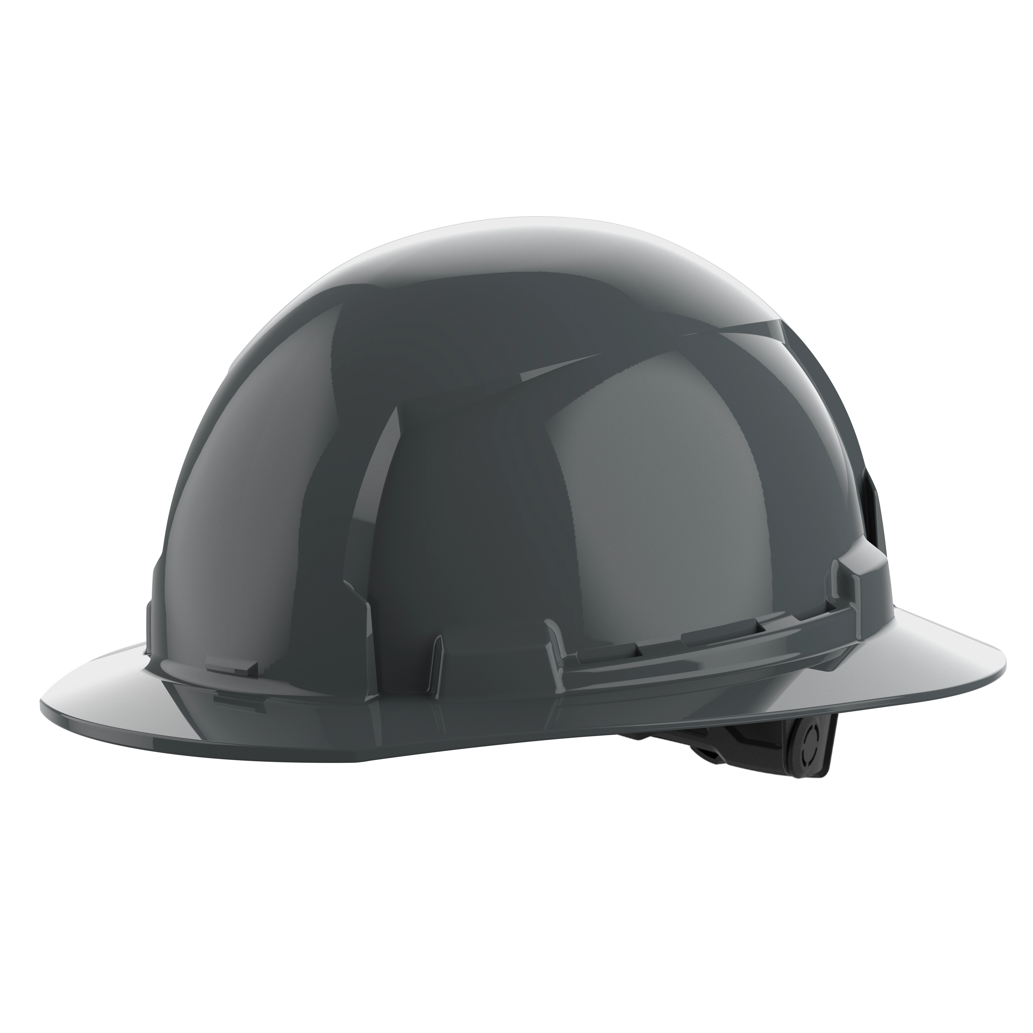 BOLT Gray Full Brim Hard Hat w/6pt Ratcheting Suspension (USA) - Type 1, Class E on a plain background