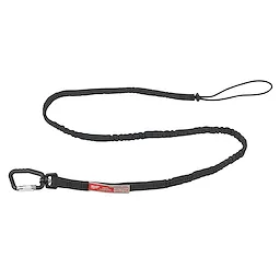 15LBS 72" Extended Reach Locking Tool Lanyard, black with a carabiner on one end and a loop on the other, used for securing tools.