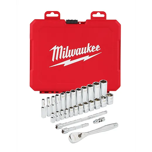 1/4" Drive 28pc Ratchet & Socket Set - Metric