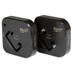 7/8" x 1-5/8" Single Strut Shearing Dies in black metal with engraved text indicating size and manufacturer.