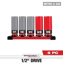 SHOCKWAVE Impact Duty™ 1/2 Drive SAE & Metric 5PC Lug Nut Wheel Socket Set