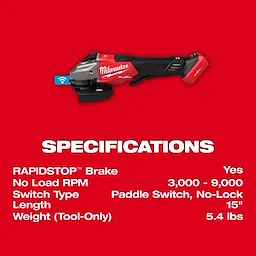 M18 FUEL™ 4-1/2"-6" Variable Speed Braking Grinder, Paddle Switch w/ ONE-KEY™