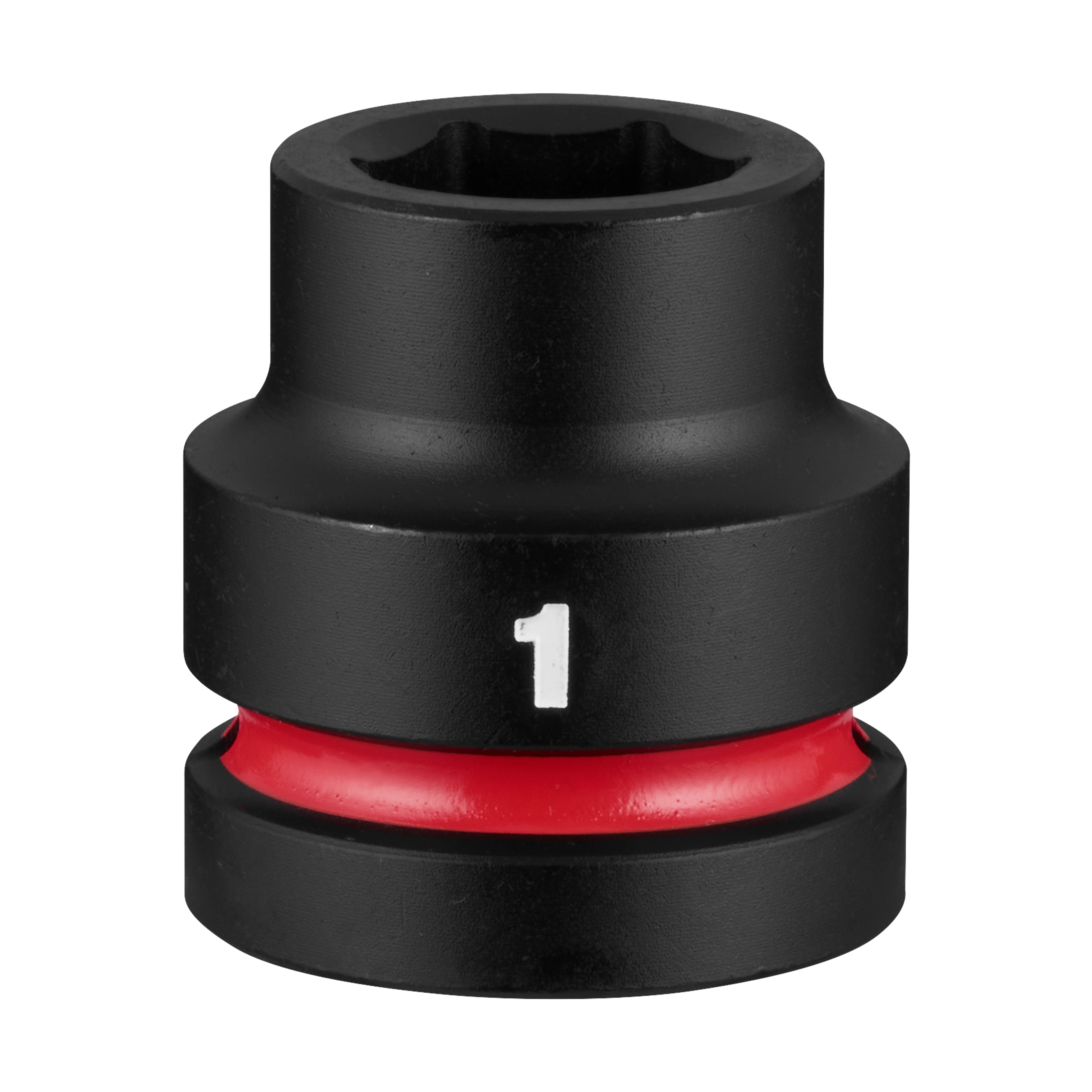 SHOCKWAVE Impact Duty 1" Drive 1" Standard 6 Point Socket standing upright with a red ring near the base.