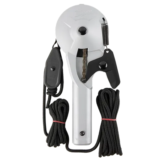 16' Pole Saw & Pruner Replacement Head. The image shows a white replacement head with an attached cutting chain, black rope, and pulley.