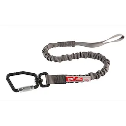 Gray 50 LB Locking Tool Lanyard with a carabiner on one end and an adjustable loop on the other, used for securing tools.