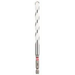 The image shows a 3/8" x 4" x 6" SHOCKWAVE Impact Duty Carbide Multi-Material Drill Bit with a silver and red design.