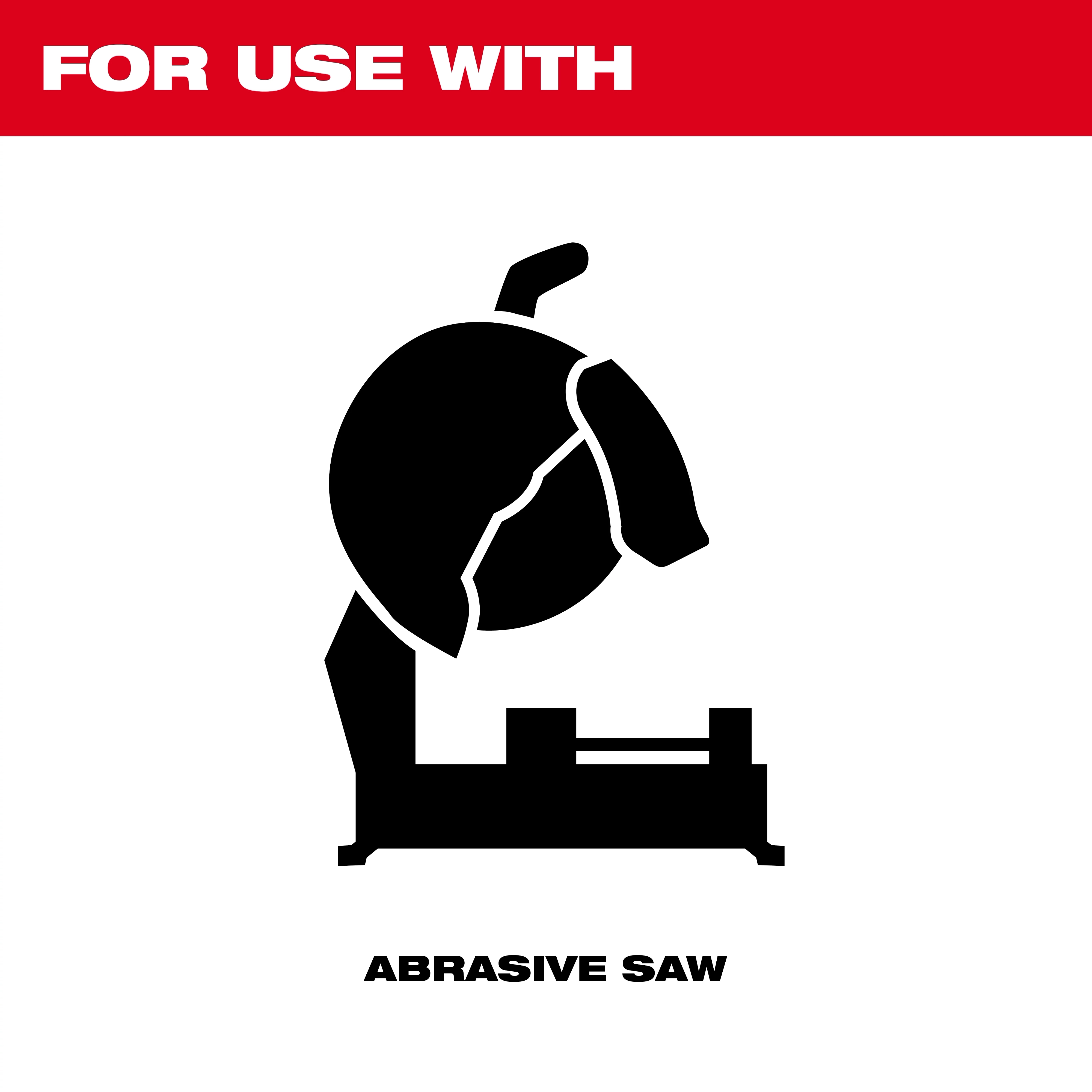 Bonded Abrasives for use with an abrasive saw. The image includes a silhouette of an abrasive saw under the text "For Use With".