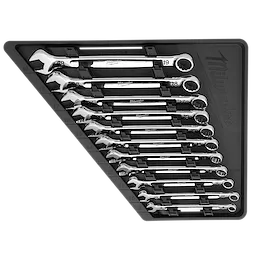The 28 piece wrench set displayed in its tray