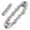 Image of a 2" Standard Chain Knocker for 1/4" Chain Snake Cable. It features two metal end caps connected by two chain loops, and a separate grey cylindrical sleeve.