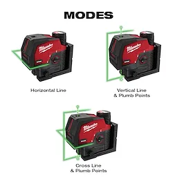M12™ Green Cross Line and Plumb Points Laser Modes