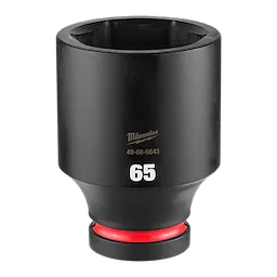 SHOCKWAVE Impact Duty 1" Drive 65MM Deep Impact Socket, black with red band, model number 49-66-6643.