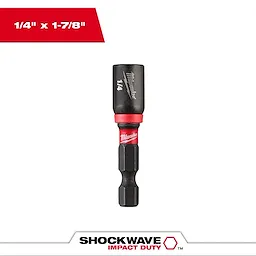 SHOCKWAVE Impact Duty 1/4" x 1-7/8" Magnetic Nut Driver, featuring a black and red design, with the brand logo displayed.