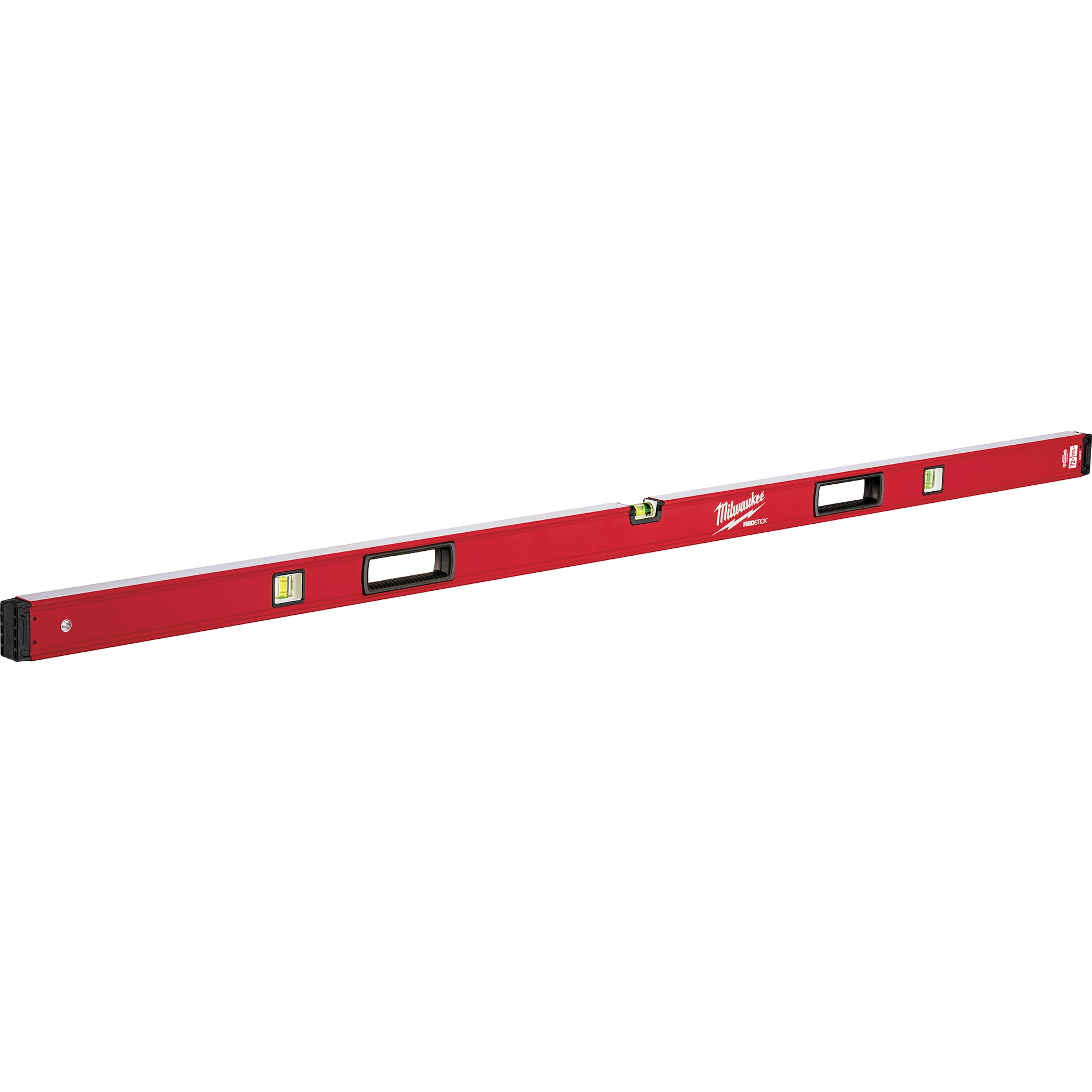 REDSTICK Level, a red and silver precision measuring tool with multiple vials and ergonomic handles.