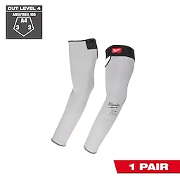 Cut Level 4 Protective Sleeves - 16" shown as a pair of long, light sleeves with black straps on a plain background.