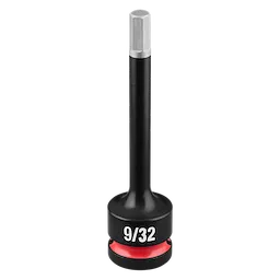 SHOCKWAVE Impact Duty 1/2" Drive 4" Hex 9/32" Bit Socket standing upright with 9/32 marking and red ring near base.