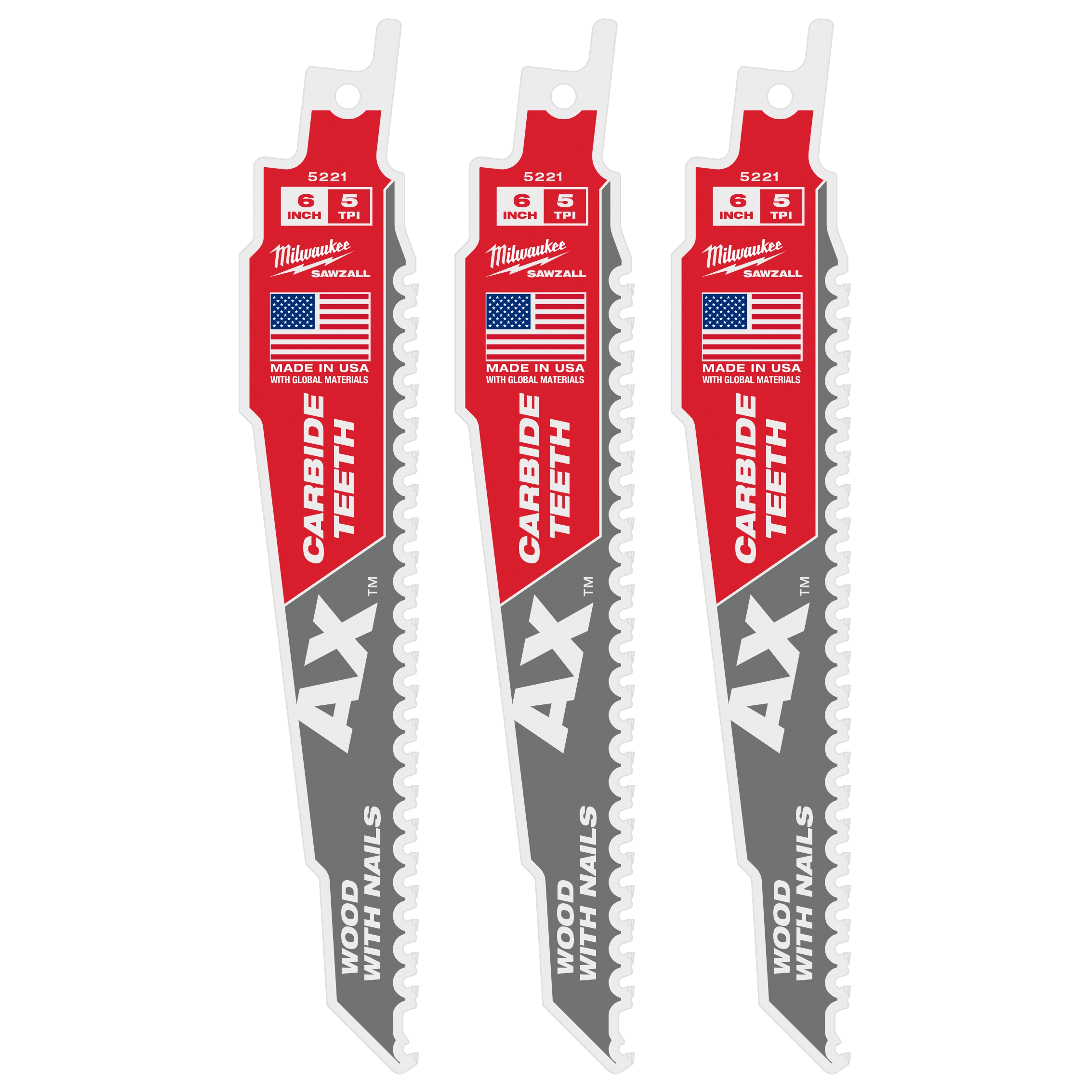 (1PK) 6" 5T AX™ w/ Carbide Teeth SAWZALL® Blade