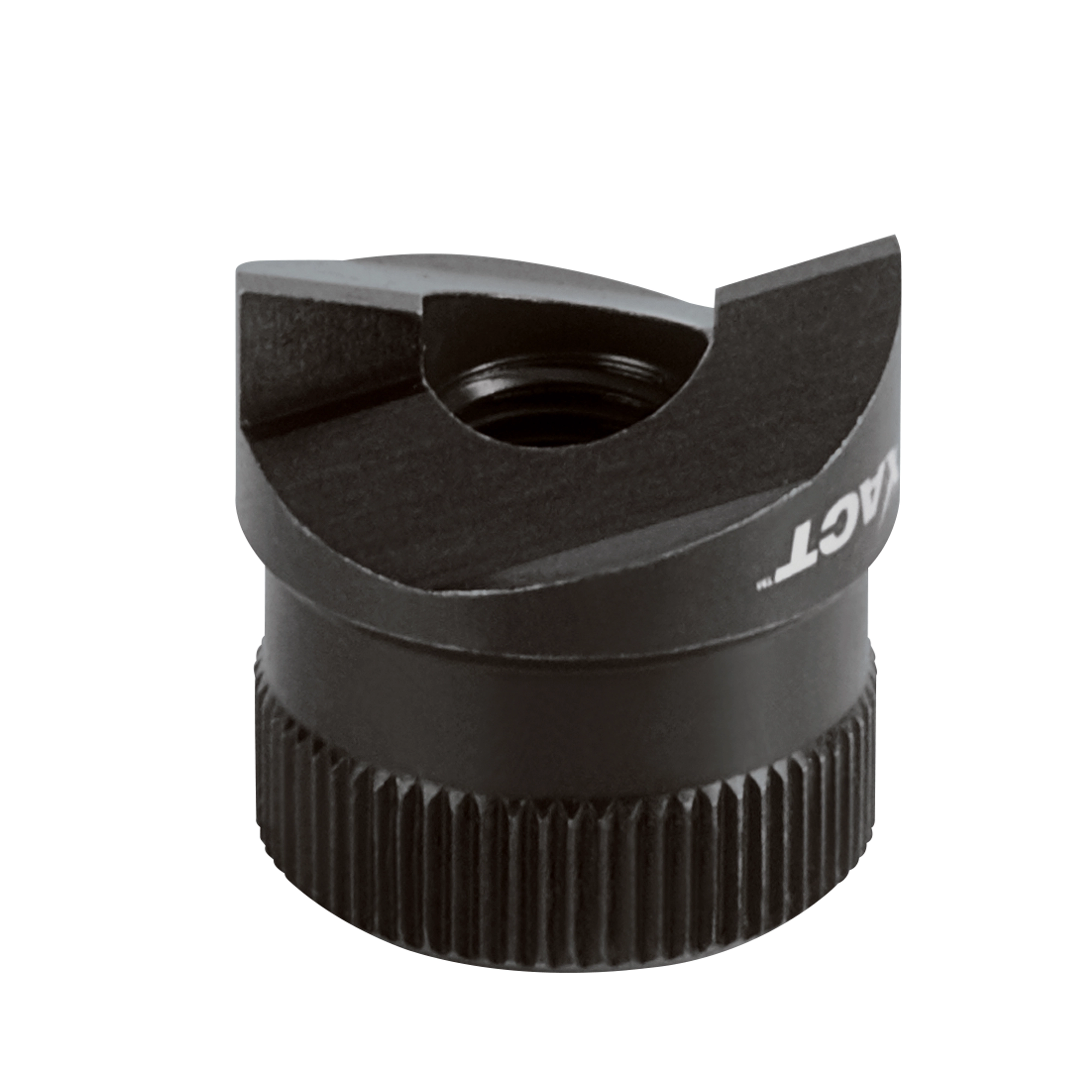 Exact™ 7/8" Sink Punch, a black, cylindrical tool with a serrated base for gripping and a precisely cut top designed for punching clean sink holes.