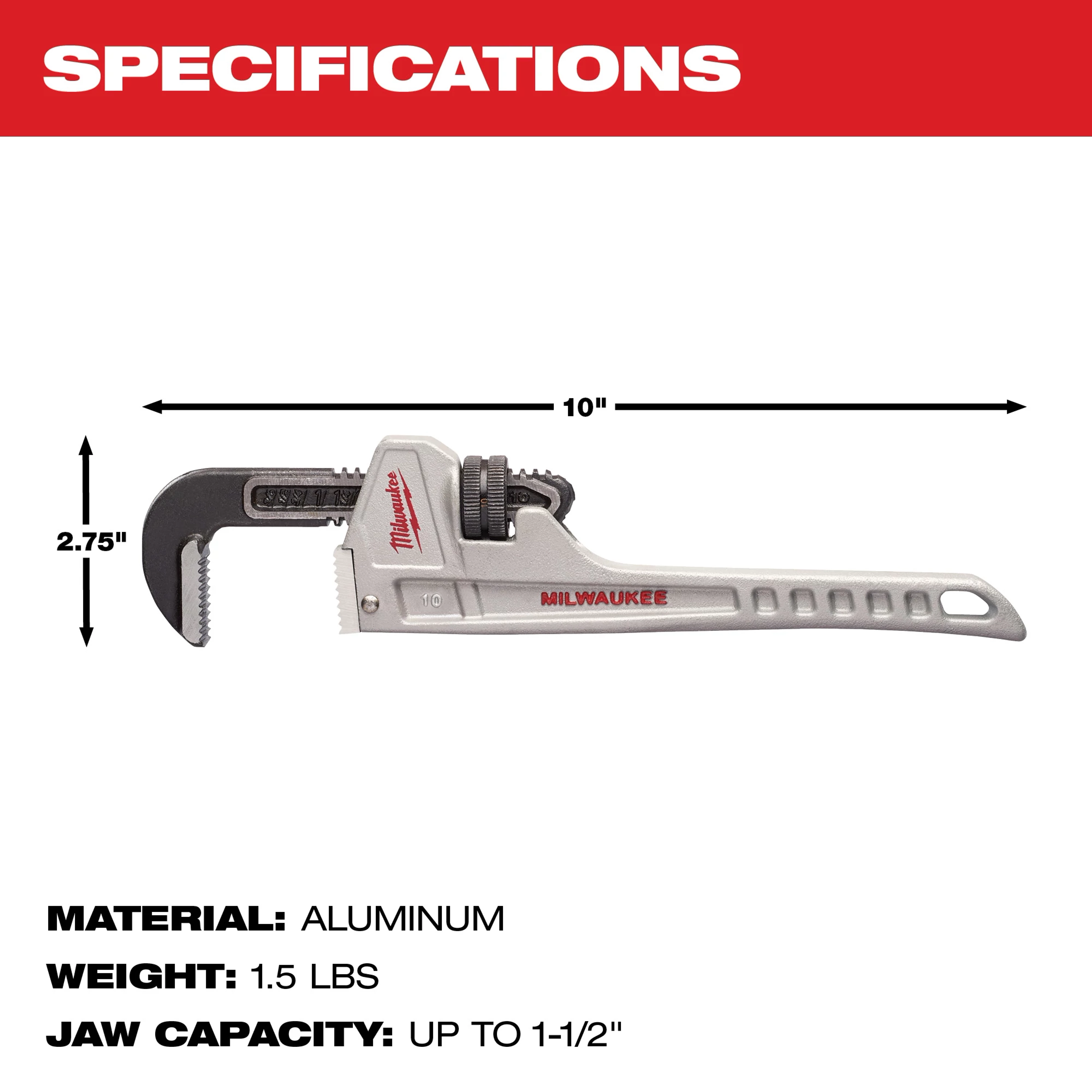 10 in. Aluminum Pipe Wrench