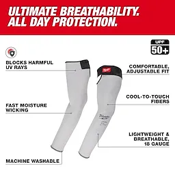 Cut Level 4 Protective Sleeves - 16" displayed upright with text highlighting features around them.