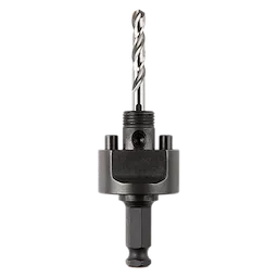Large Thread Quick Change Arbor with a 7/16" shank, featuring a hexagonal base, quick-release feature, and a spiral drill bit.