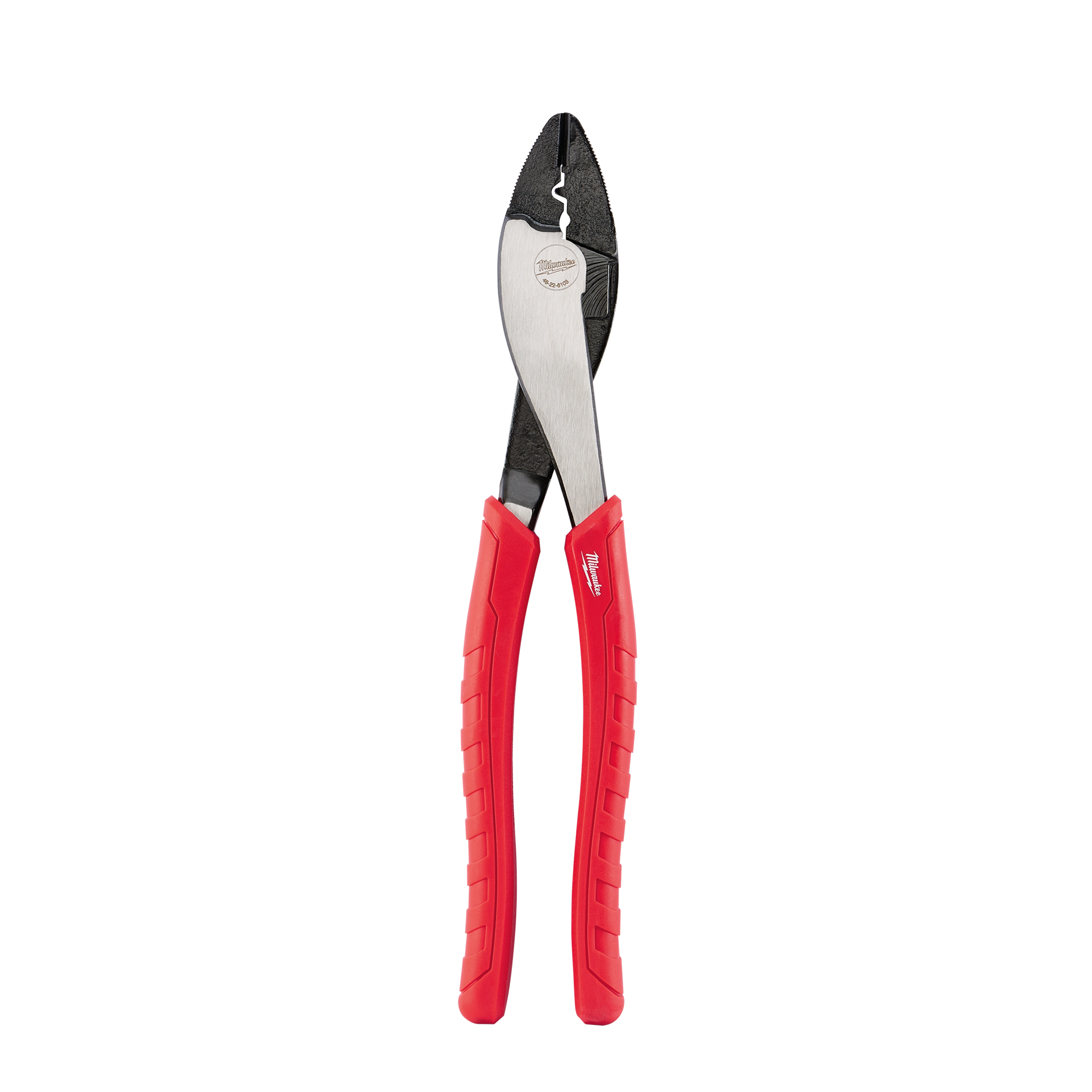 Comfort Grip Crimping Pliers with red handles and a silver and black crimping head, designed for ergonomic use in wiring tasks.